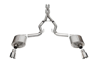 3in Cat-Back Dual Rear Exit w/ 4.5in Polished Tips <br> 2024-2025 Ford Mustang