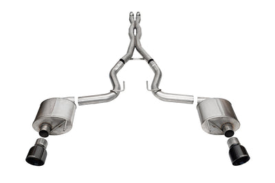 3in Cat-Back Dual Rear Exit w/ 4.5in Black PVD Tip <br> 2024-2025 Ford Mustang