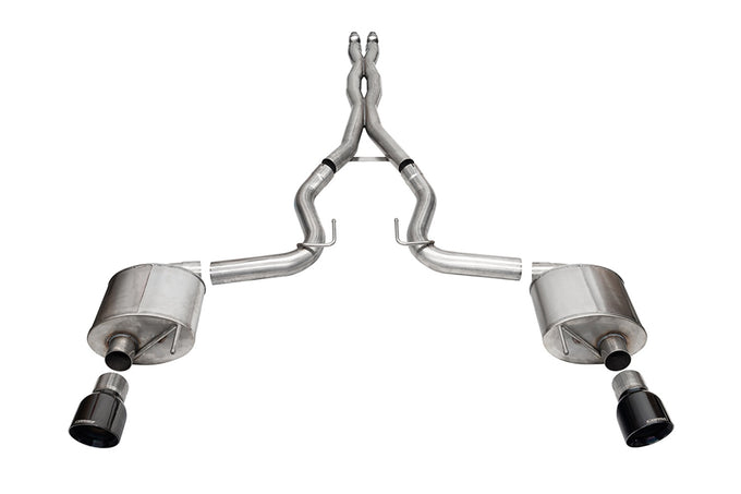 3in Cat-Back Dual Rear Exit w/ 4.5in Black PVD Tip <br> 2024-2025 Ford Mustang