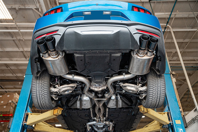 3in Dual Rear Exit Cat-Back with Twin 4in Tips <br> 2024-2025 Ford Mustang