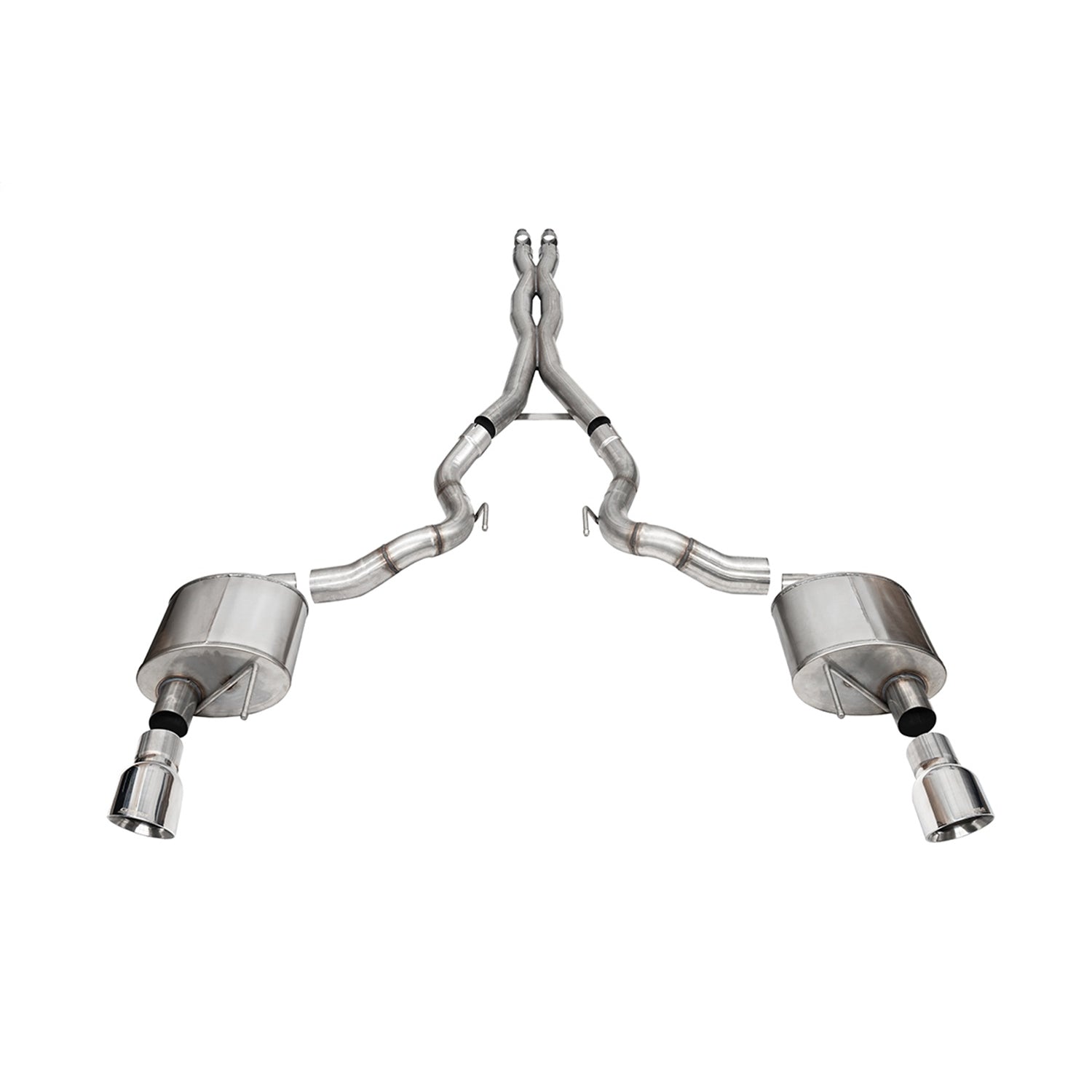 3in Cat-Back Dual Rear Exit w/ 4.5in Polished Tips <br> 2024-2025 Ford Mustang