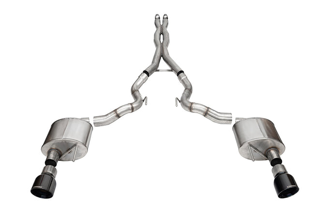 3in Cat-Back Dual Rear Exit w/ 4.5in Black PVD Tip <br> 2024-2025 Ford Mustang