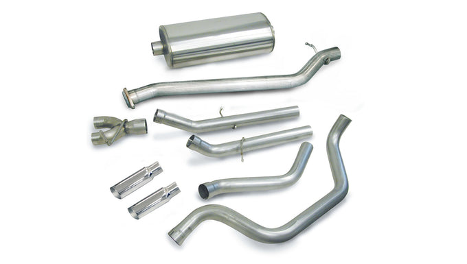 3in Cat-Back Dual Rear Exit w/ Polished Slash Tips <br> 04-06 Chevy Silvera GMC Sierra 1500