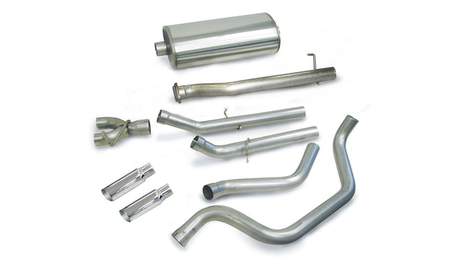 3in Cat-Back Dual Rear Exit w/ Polished Slash Tips <br> 99-06 Chevy Silvera GMC Sierra 1500