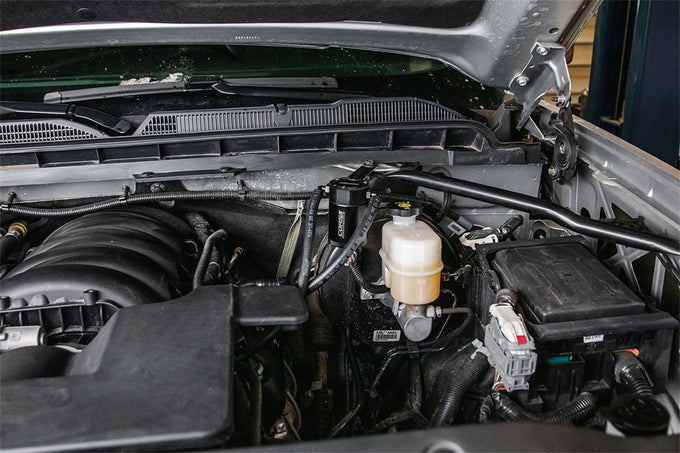 3 oz. aluminum oil catch can with mounting bracket <br> 14-20 Chevy Silverado GMC Sierra 1500