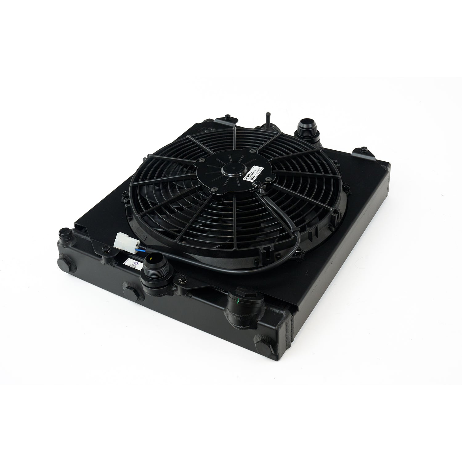 Universal Half Radiator w/ SPAL Fan & Shroud - Black <br> 92-00 Honda Civic 03-06 Mitsubishi Lancer