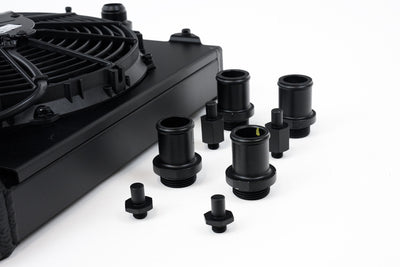 Universal Half Radiator w/ SPAL Fan & Shroud - Black <br> 92-00 Honda Civic 03-06 Mitsubishi Lancer