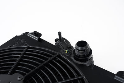 Universal Half Radiator w/ SPAL Fan & Shroud - Black <br> 92-00 Honda Civic 03-06 Mitsubishi Lancer