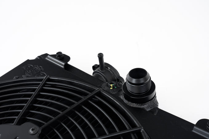 Universal Half Radiator w/ SPAL Fan & Shroud - Black <br> 92-00 Honda Civic 03-06 Mitsubishi Lancer