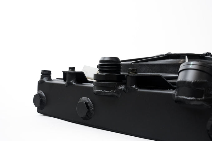 Universal Half Radiator w/ SPAL Fan & Shroud - Black <br> 92-00 Honda Civic 03-06 Mitsubishi Lancer