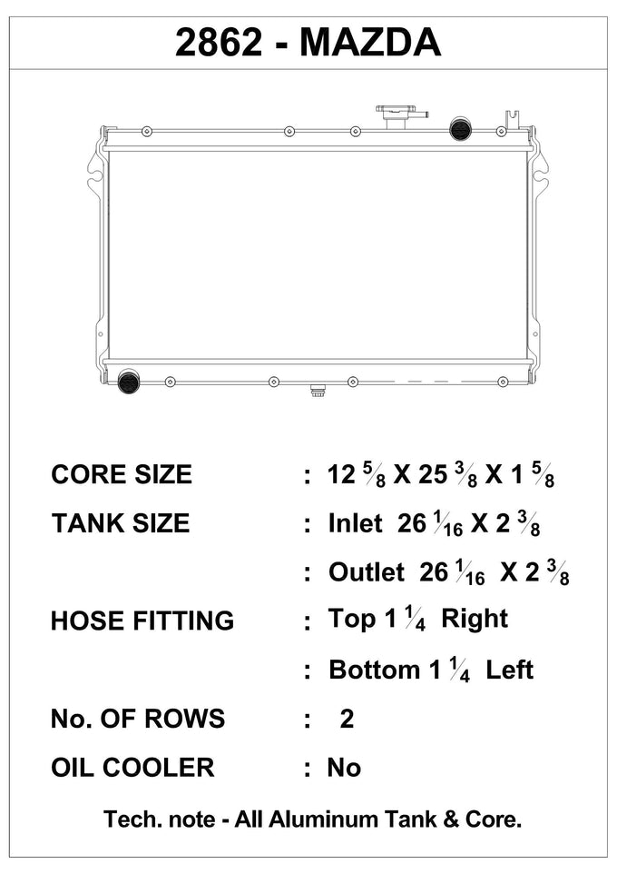 High-Performance All-Aluminum Radiator <br> 1990-1997 Mazda Miata