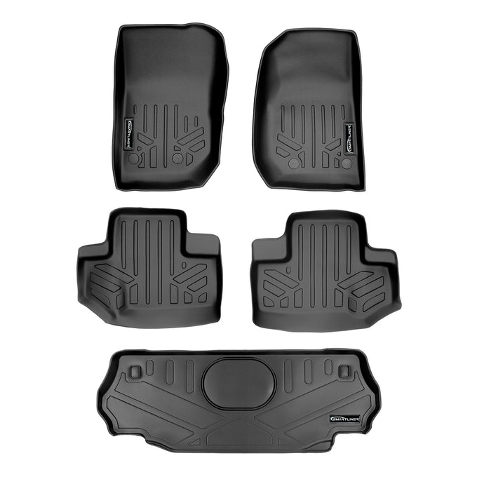 Floor Mats 2 Rows and Cargo Liner Set <br> 15-18 Jeep Wrangler (Fits 2 Door Models)