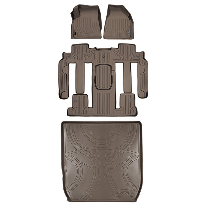 Floor Mats 3 Rows and Cargo Liner Set Tan <br> 08 Buick Enclave (Bucket Seat on the Second Row)
