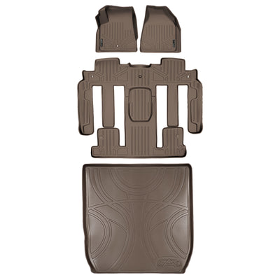 Floor Mats 3 Rows and Cargo Liner Set Tan <br> 09-17 Buick Enclave09-17 Chevrolet Traverse
