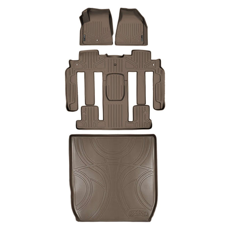 Floor Mats 3 Rows and Cargo Liner Tan <br> 09-17 Buick Enclave09-17 Chevrolet Traverse