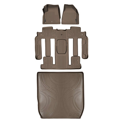 Floor Mats 3 Rows and Cargo Liner Tan <br> 09-17 Buick Enclave09-17 Chevrolet Traverse