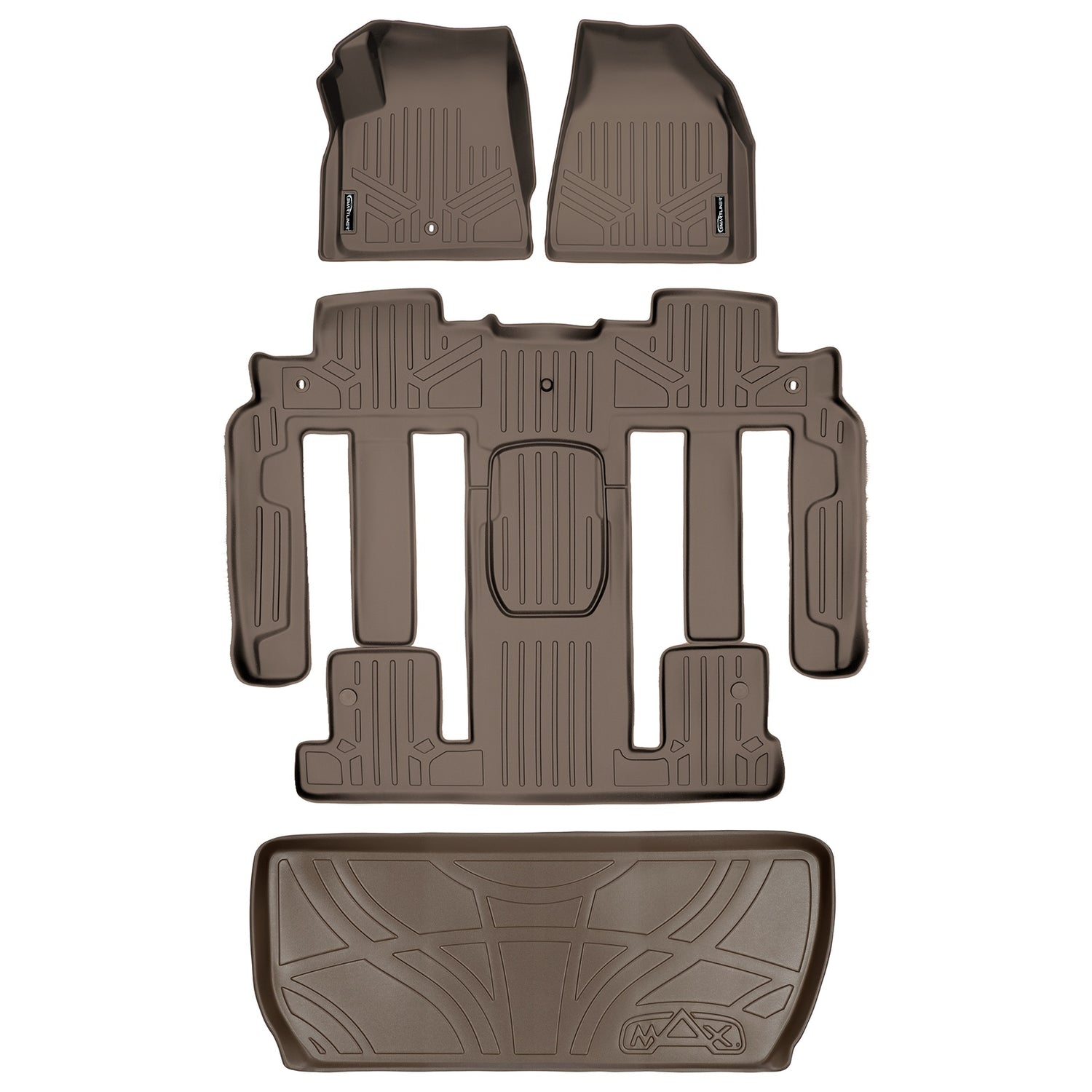 Floor Mats 3 Rows and Cargo Liner Tan <br> 09-17 Buick Enclave09-17 Chevrolet Traverse