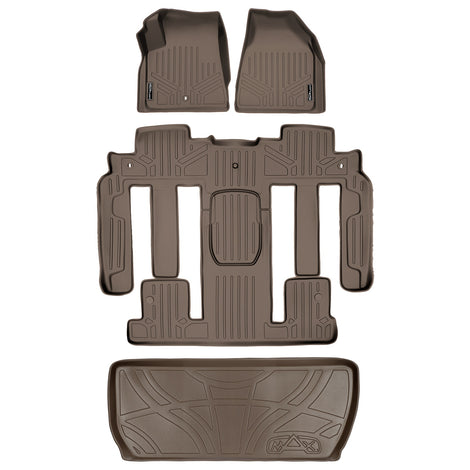 Floor Mats 3 Rows and Cargo Liner Tan <br> 09-17 Buick Enclave09-17 Chevrolet Traverse