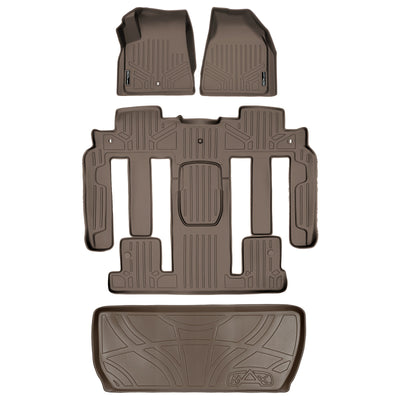 Floor Mats 3 Rows and Cargo Liner Tan <br> 09-17 Buick Enclave09-17 Chevrolet Traverse