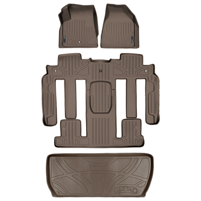Floor Mats 3 Rows and Cargo Liner Tan <br> 09-17 Buick Enclave09-17 Chevrolet Traverse