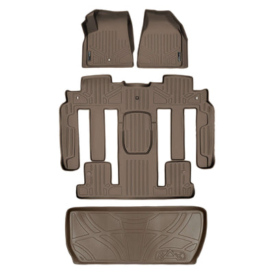 Floor Mats 3 Rows and Cargo Liner Tan <br> 09-17 Buick Enclave09-17 Chevrolet Traverse