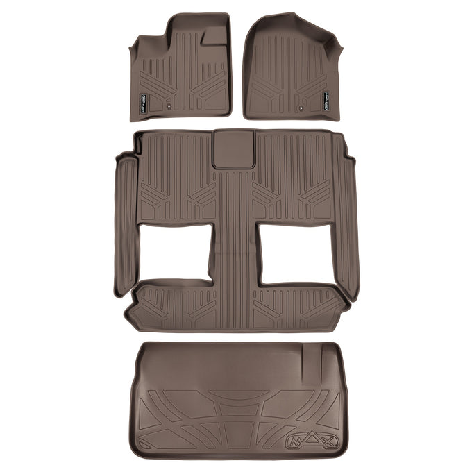 Floor Mats 3 Rows & Cargo Liner Tan <br> 08-20 Dodge Caravan08-16 Chrysler Town & Country