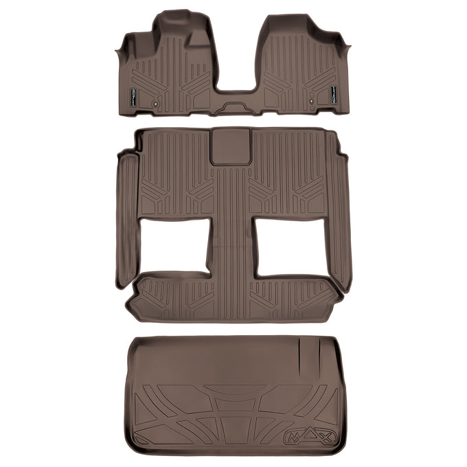 Floor Mats 3 Rows and Cargo Liner Tan <br> 08-20 Dodge Caravan08-16 Chrysler Town & Country