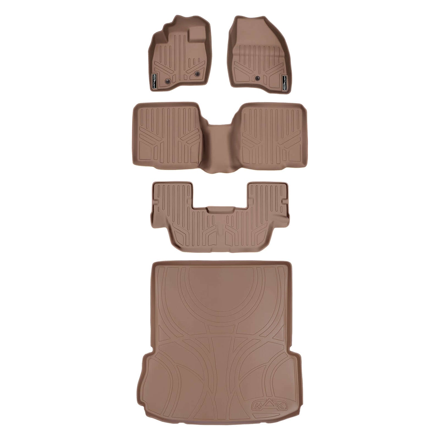Floor Mats (3 Rows) and Cargo Liner Set Tan <br> 17-19 Ford Explorer