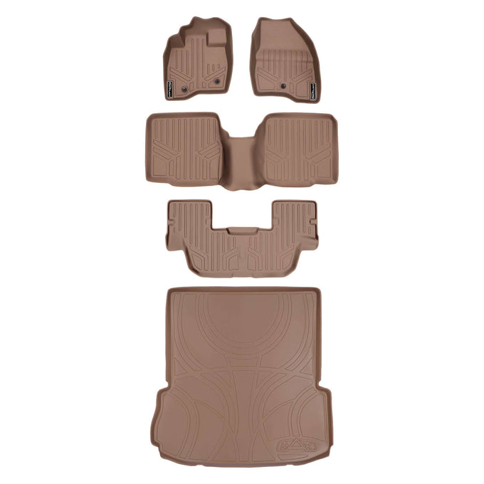 Floor Mats (3 Rows) and Cargo Liner Set Tan <br> 17-19 Ford Explorer