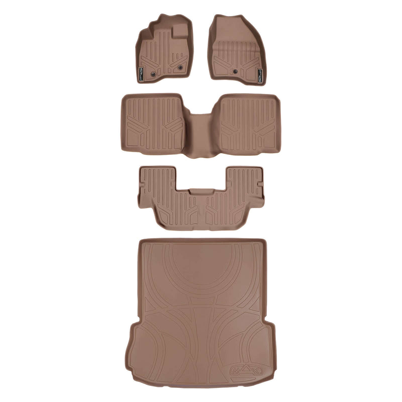 Floor Mats (3 Rows) and Cargo Liner Set Tan <br> 17-19 Ford Explorer