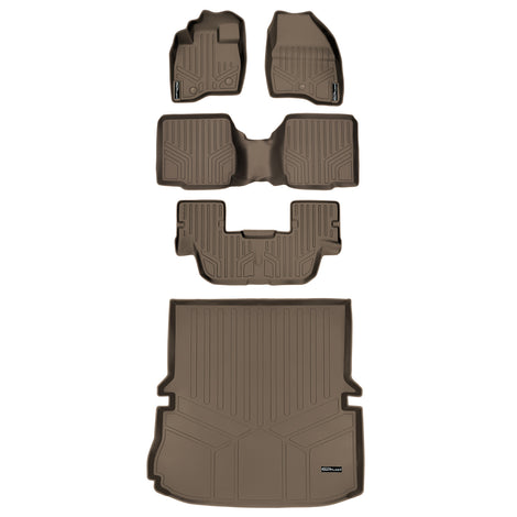 Floor Mats 3 Rows and Cargo Liner Set Tan <br> 11-14 Ford Explorer