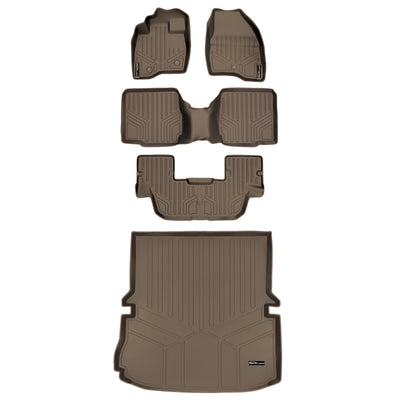 Floor Mats 3 Rows and Cargo Liner Set Tan <br> 11-14 Ford Explorer