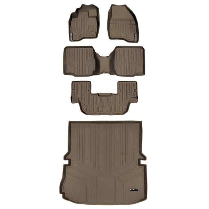 Floor Mats 3 Rows and Cargo Liner Set Tan <br> 11-14 Ford Explorer