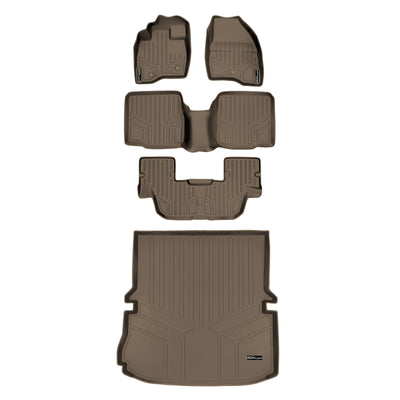 Floor Mats 3 Rows and Cargo Liner Set Tan <br> 11-14 Ford Explorer