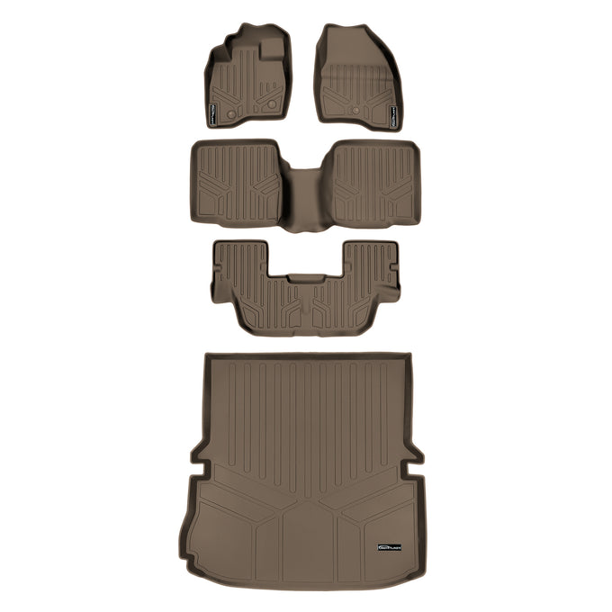 Floor Mats 3 Rows and Cargo Liner Set Tan <br> 11-14 Ford Explorer