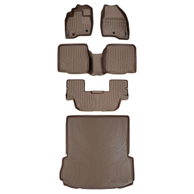 Floor Mats (3 Rows) and Cargo Liner Set Tan <br> 17-19 Ford Explorer