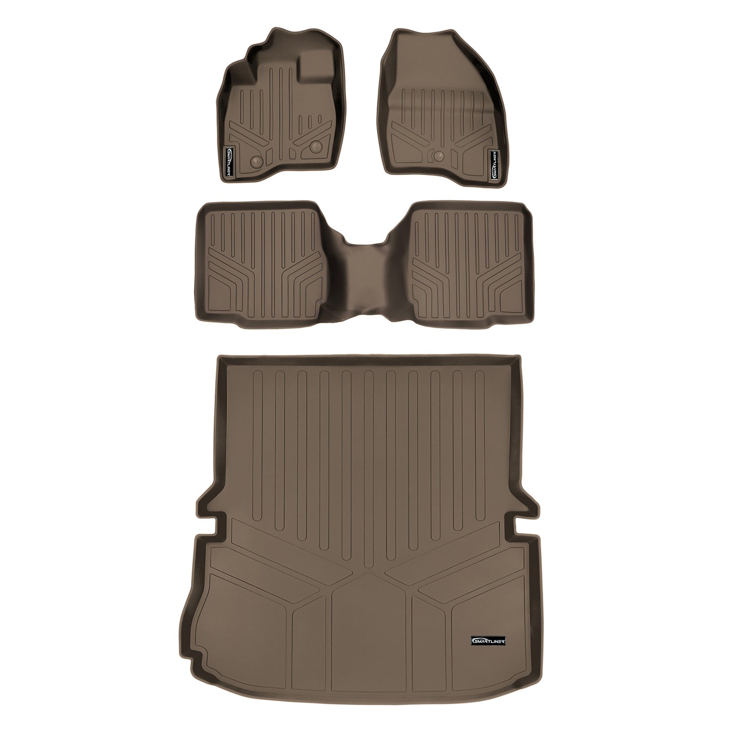 Floor Mats 2 Rows and Cargo Liner Set Tan <br> 11-14 Ford Explorer