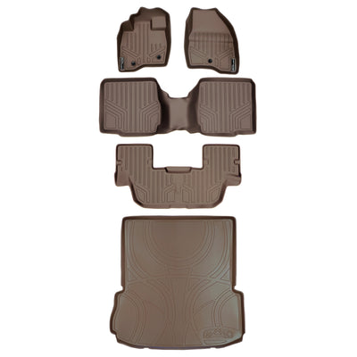 Floor Mats 3 Rows and Cargo Liner Set Tan <br> 17-19 Ford Explorer