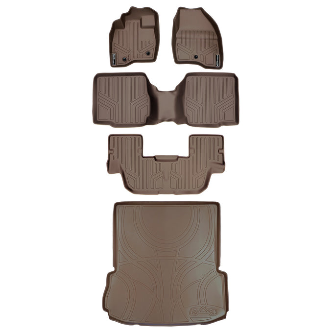 Floor Mats 3 Rows and Cargo Liner Set Tan <br> 17-19 Ford Explorer
