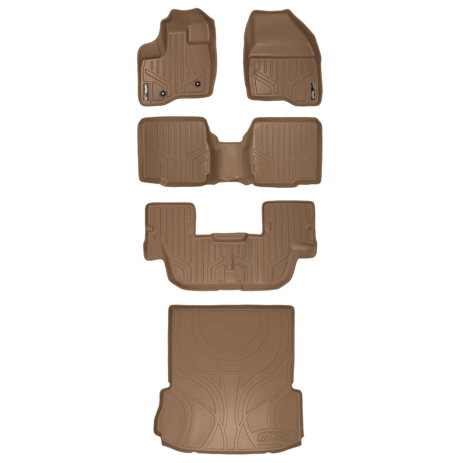 Floor Mats 3 Rows and Cargo Liner Set Tan <br> 11-14 Ford Explorer