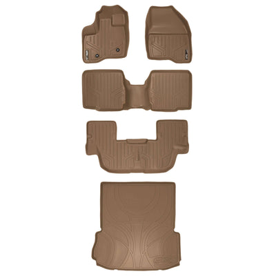 Floor Mats 3 Rows and Cargo Liner Set Tan <br> 11-14 Ford Explorer