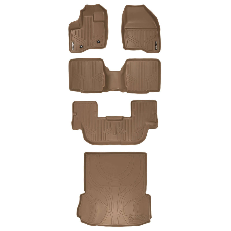 Floor Mats 3 Rows and Cargo Liner Set Tan <br> 11-14 Ford Explorer
