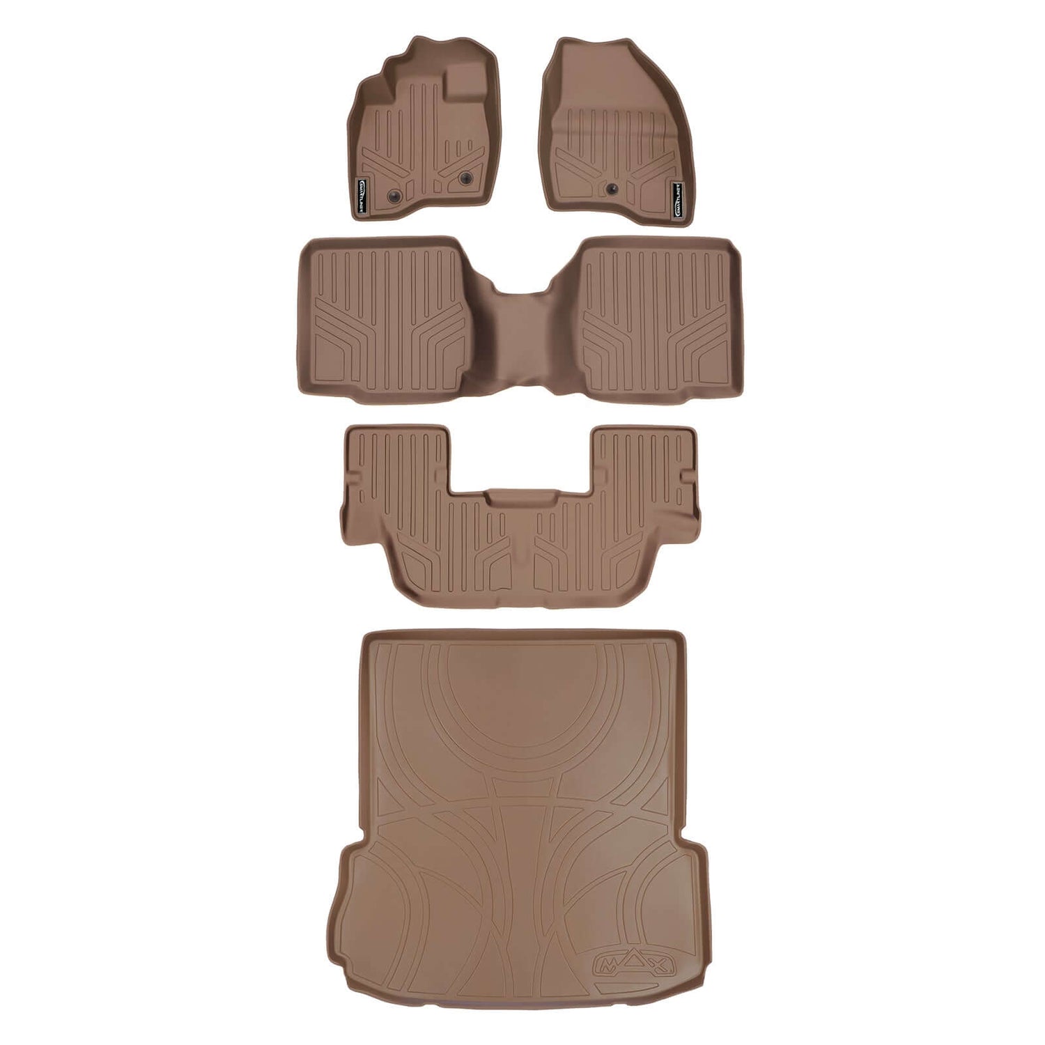 Floor Mats 3 Rows and Cargo Liner Set Tan <br> 17-19 Ford Explorer