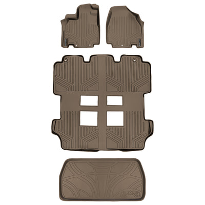 Floor Mats 3 Rows and Cargo Liner Set Tan <br> 11-17 Honda Odyssey