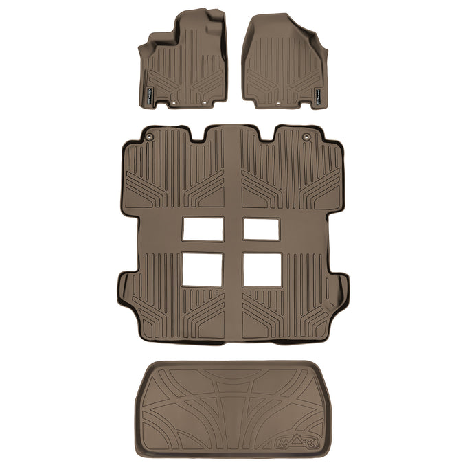 Floor Mats 3 Rows and Cargo Liner Set Tan <br> 11-17 Honda Odyssey