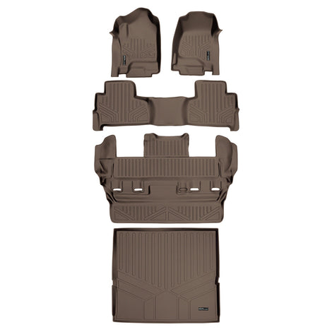 Floor Mats 3 Rows and Cargo Liner Set Tan <br> 15-20 Chevrolet Tahoe15-20 GMC Yukon