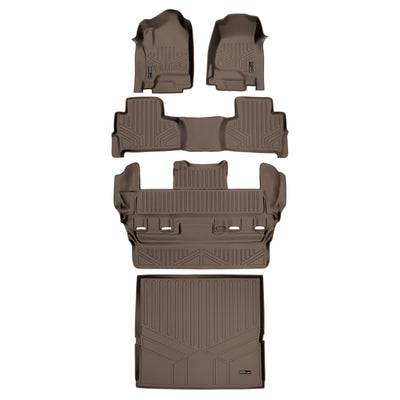 Floor Mats 3 Rows and Cargo Liner Set Tan <br> 15-20 Chevrolet Tahoe15-20 GMC Yukon
