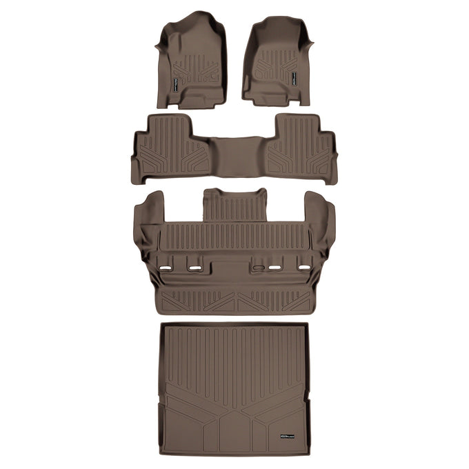 Floor Mats 3 Rows and Cargo Liner Set Tan <br> 15-20 Chevrolet Tahoe15-20 GMC Yukon