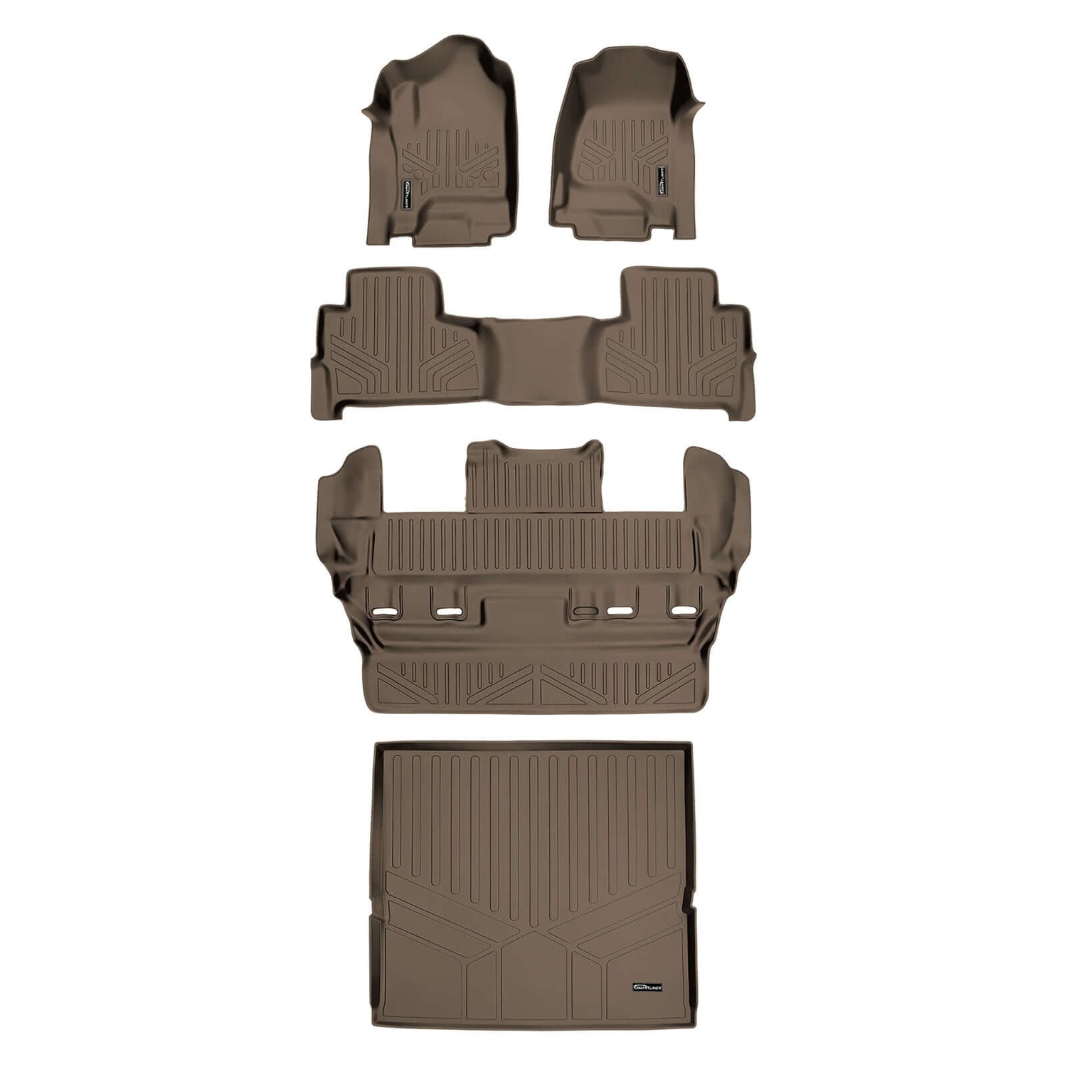 Floor Mats 3 Rows and Cargo Liner Set Tan <br> 15-20 Chevrolet Tahoe15-20 GMC Yukon