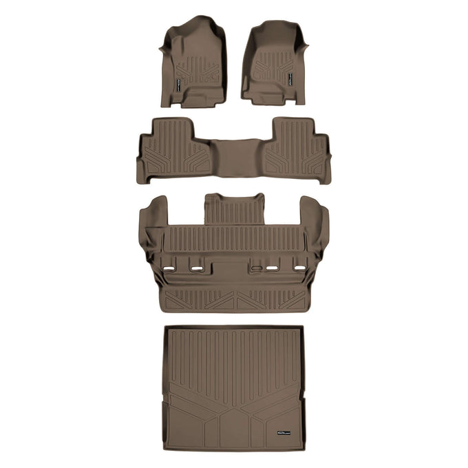 Floor Mats 3 Rows and Cargo Liner Set Tan <br> 15-20 Chevrolet Tahoe15-20 GMC Yukon